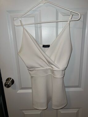 Eclipse Strapless White Wrap-Front Mini Dress
